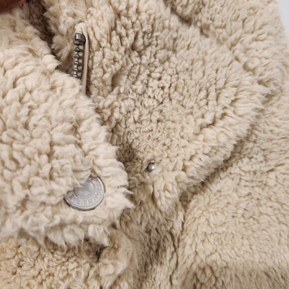 Free People So Cozy Slouchy cream sherpa moto jacket size small - Picture 10 of 11